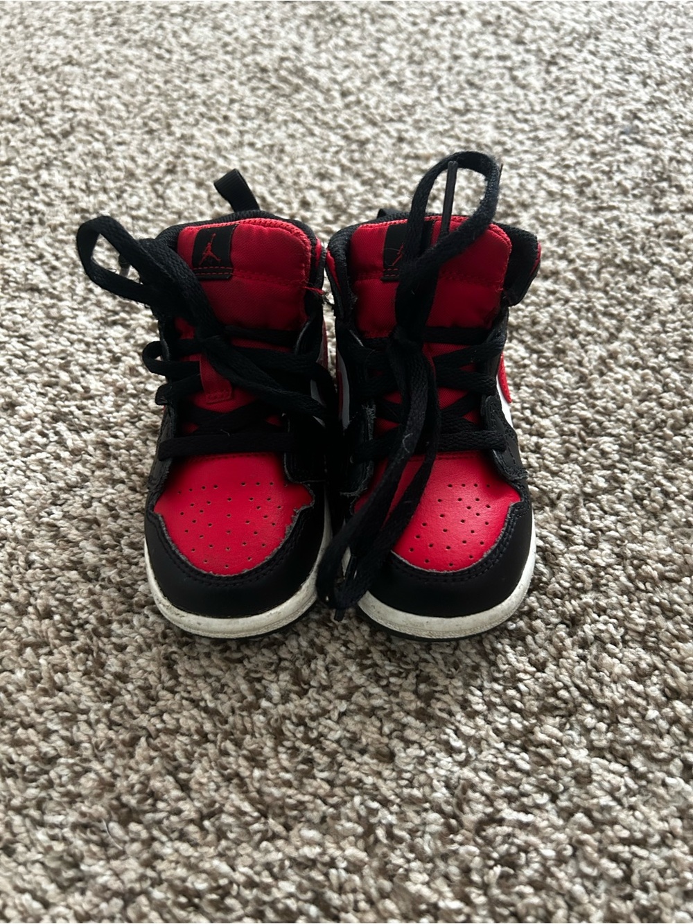 Jordan Kids Red and Black High-Top Sneakers